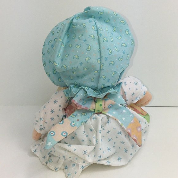 Learning Curve Plush Holly Hobbie Doll Rattle 12" Blue Patchwork Dress Blonde - Picture 5 of 12